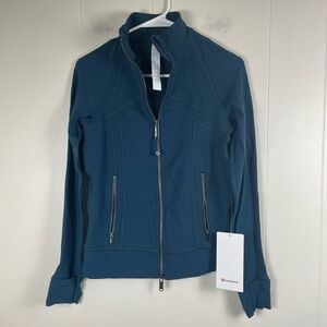 Lululemon Define Track Jacket Luon Teal Blue Full Zip Thumbholes Size 2‎